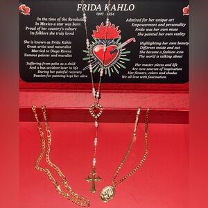 Gold and Red Heart Pendant Necklace